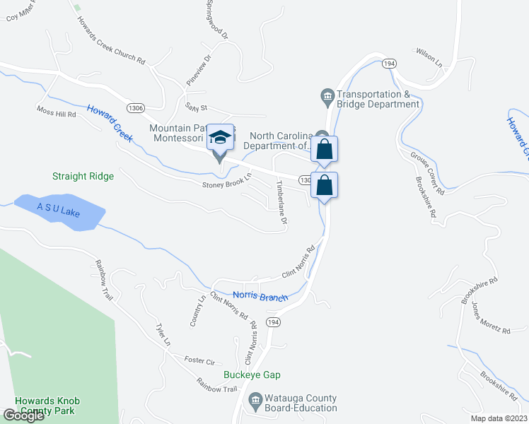 map of restaurants, bars, coffee shops, grocery stores, and more near 147 Cameron Terrace in Boone