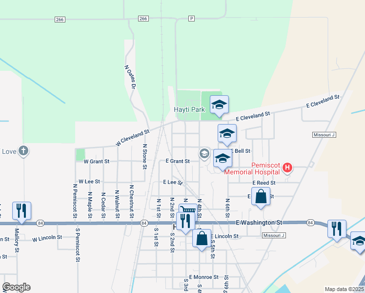 map of restaurants, bars, coffee shops, grocery stores, and more near 601 North 3rd Street in Hayti