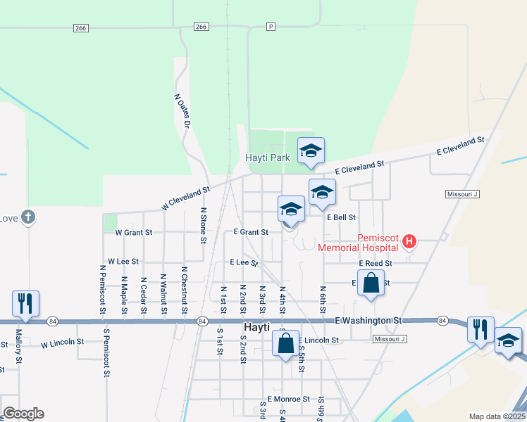 map of restaurants, bars, coffee shops, grocery stores, and more near 601-699 North 3rd Street in Hayti