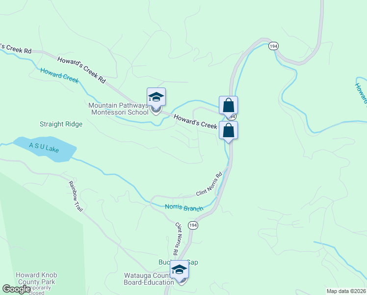 map of restaurants, bars, coffee shops, grocery stores, and more near 168 Timberlane Drive in Boone