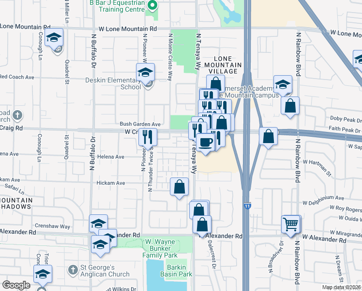 map of restaurants, bars, coffee shops, grocery stores, and more near 7236 Camden Pine Avenue in Las Vegas