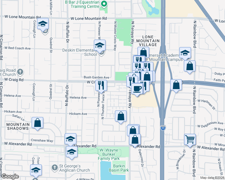 map of restaurants, bars, coffee shops, grocery stores, and more near 7312 Camden Pine Avenue in Las Vegas
