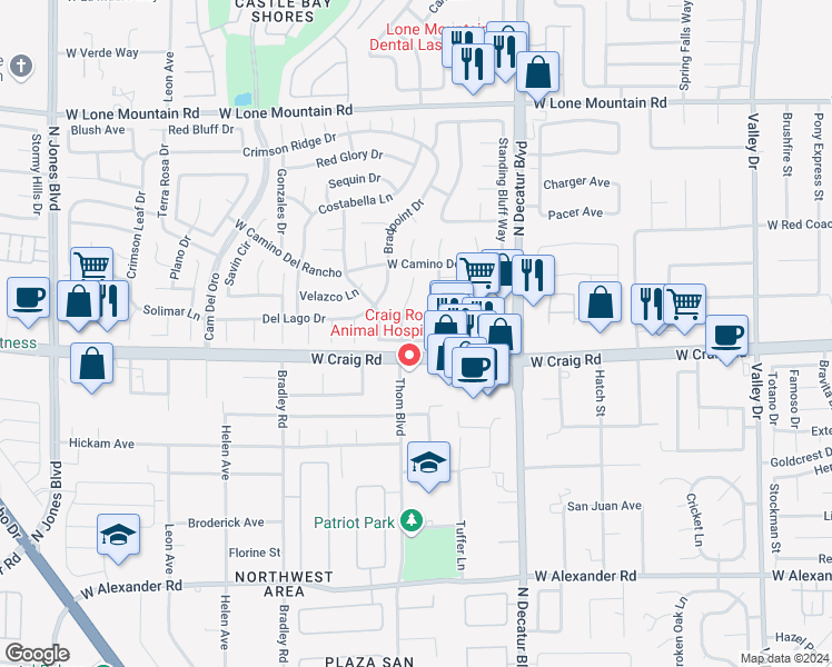 map of restaurants, bars, coffee shops, grocery stores, and more near 5112 Brookmere Drive in Las Vegas