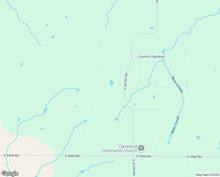 map of restaurants, bars, coffee shops, grocery stores, and more near 53465 South 36700 Road in Cleveland
