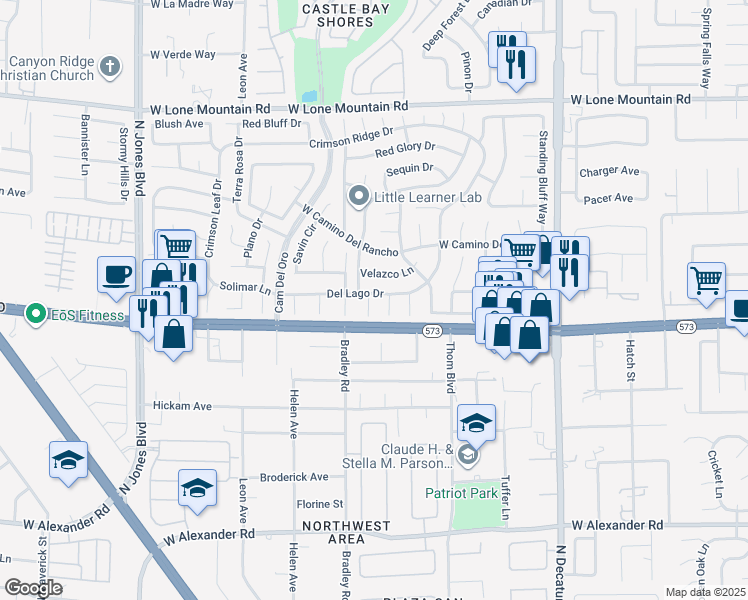 map of restaurants, bars, coffee shops, grocery stores, and more near 4420 Loma Court in Las Vegas