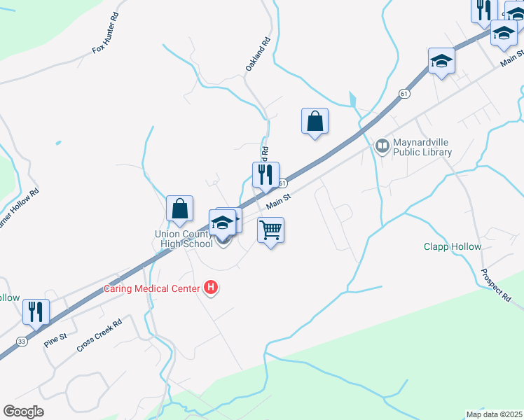 map of restaurants, bars, coffee shops, grocery stores, and more near 150 Main Street in Maynardville
