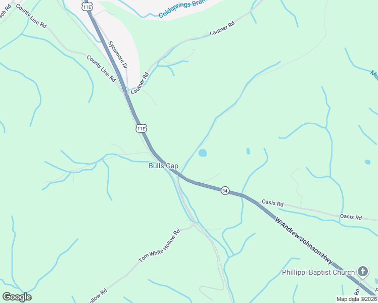 map of restaurants, bars, coffee shops, grocery stores, and more near 170 Stone Mountain Road in Bulls Gap