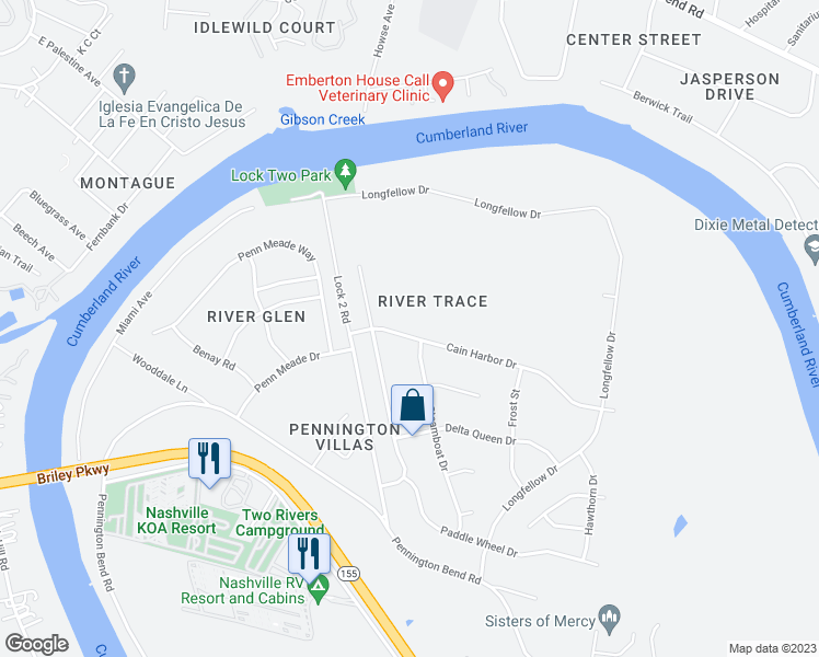 map of restaurants, bars, coffee shops, grocery stores, and more near 3229 Cain Harbor Drive in Nashville