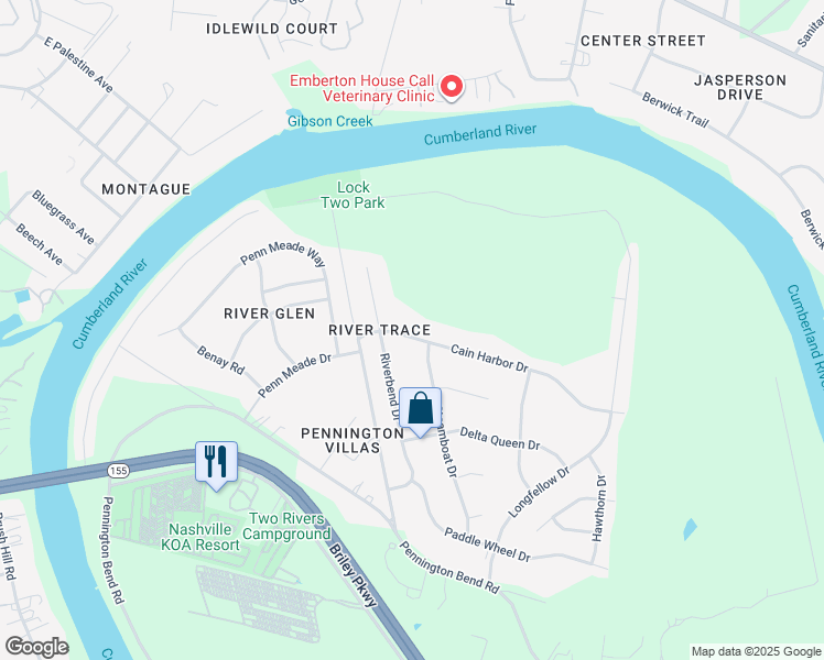 map of restaurants, bars, coffee shops, grocery stores, and more near 3225 Cain Harbor Drive in Nashville