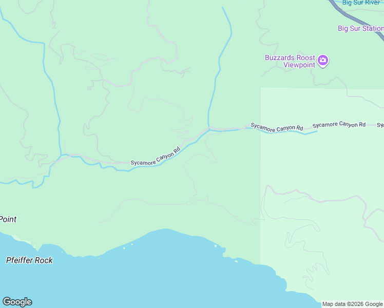 map of restaurants, bars, coffee shops, grocery stores, and more near 9615 Sycamore Canyon Road in Big Sur