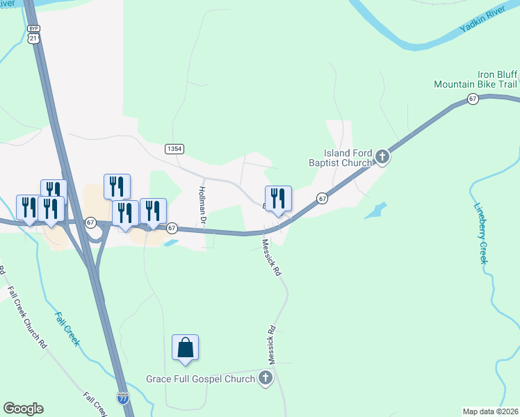 map of restaurants, bars, coffee shops, grocery stores, and more near 4229 Eck Road in Jonesville