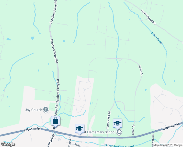 map of restaurants, bars, coffee shops, grocery stores, and more near 161 Karen Drive in Mt. Juliet