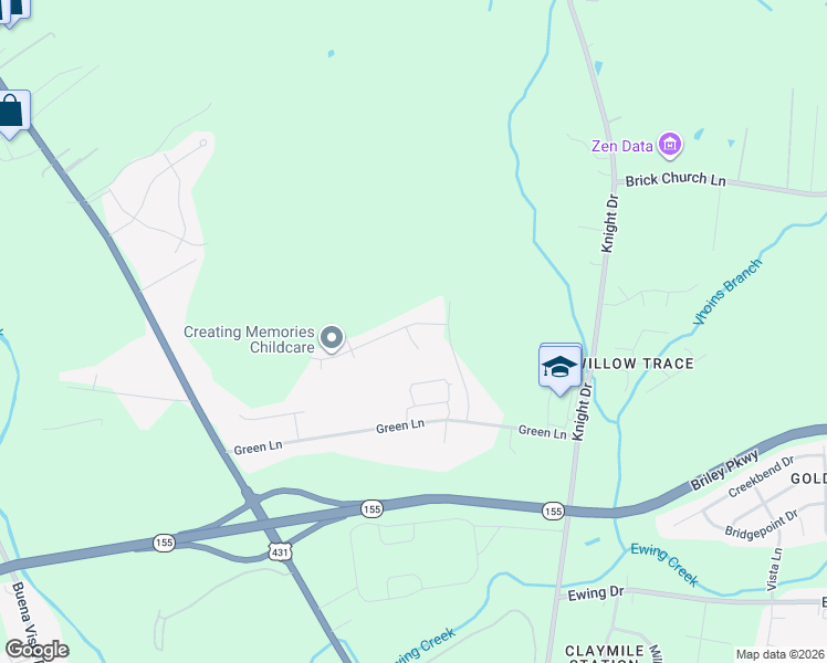 map of restaurants, bars, coffee shops, grocery stores, and more near 717 Flint Ridge Drive in Nashville