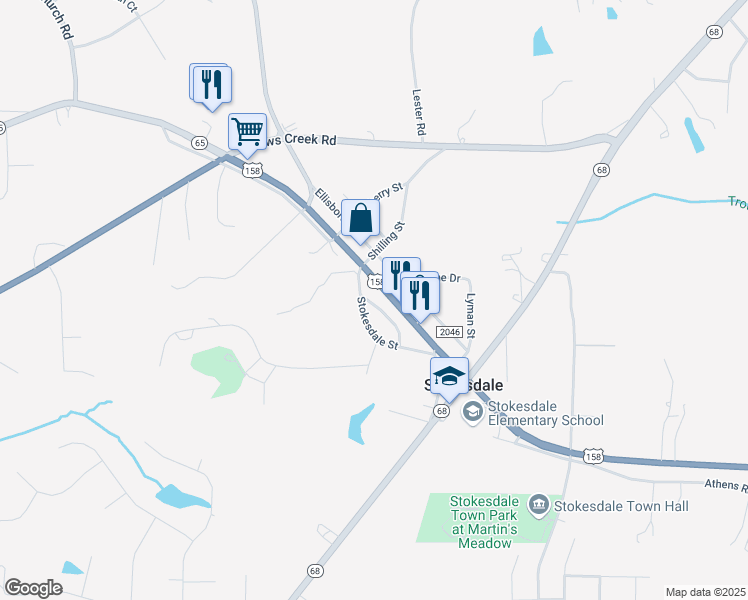 map of restaurants, bars, coffee shops, grocery stores, and more near 8311 Loyola Drive in Stokesdale