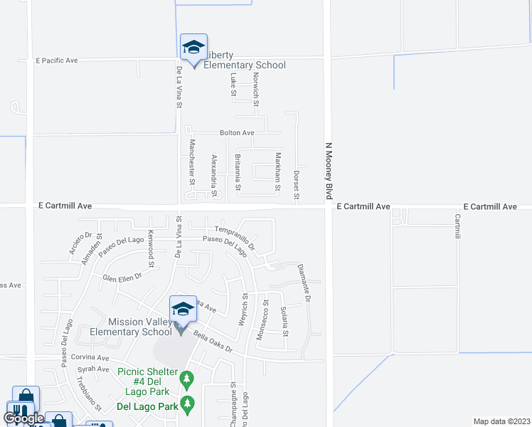 map of restaurants, bars, coffee shops, grocery stores, and more near 1964 Amarone Avenue in Tulare