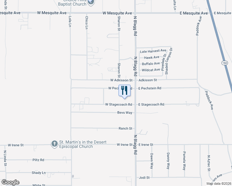map of restaurants, bars, coffee shops, grocery stores, and more near 161 West Pechstein Road in Pahrump