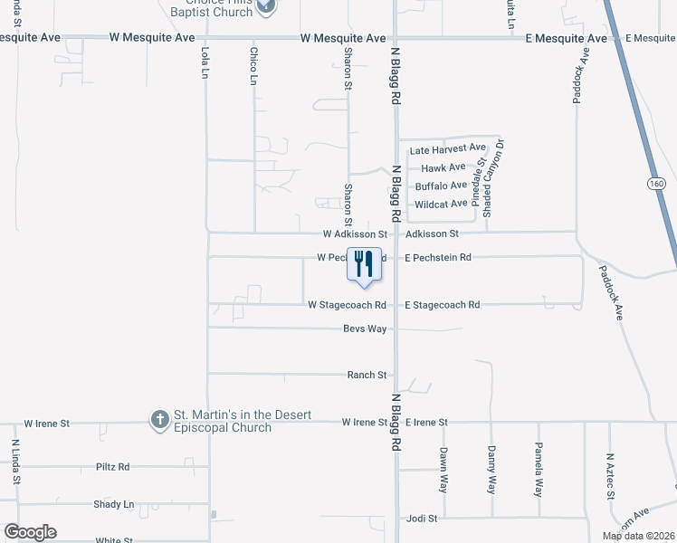 map of restaurants, bars, coffee shops, grocery stores, and more near 161 West Pechstein Road in Pahrump