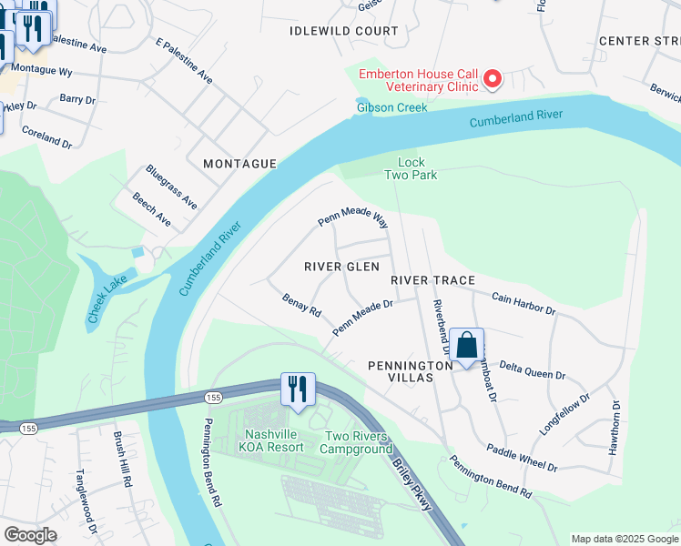 map of restaurants, bars, coffee shops, grocery stores, and more near 1136 Alandee Street in Nashville