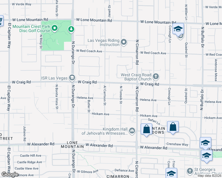 map of restaurants, bars, coffee shops, grocery stores, and more near 8175 West Craig Road in Las Vegas
