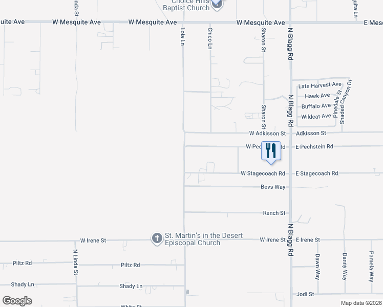 map of restaurants, bars, coffee shops, grocery stores, and more near 461 West Pechstein Road in Pahrump