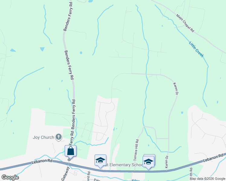 map of restaurants, bars, coffee shops, grocery stores, and more near 161 Karen Drive in Mt. Juliet