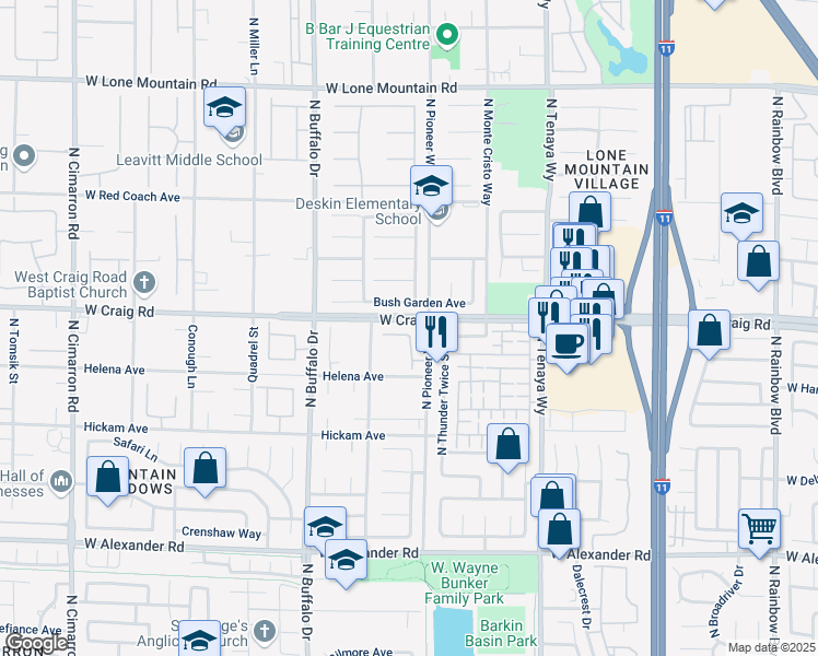 map of restaurants, bars, coffee shops, grocery stores, and more near 7418 Lawrence Powers Court in Las Vegas