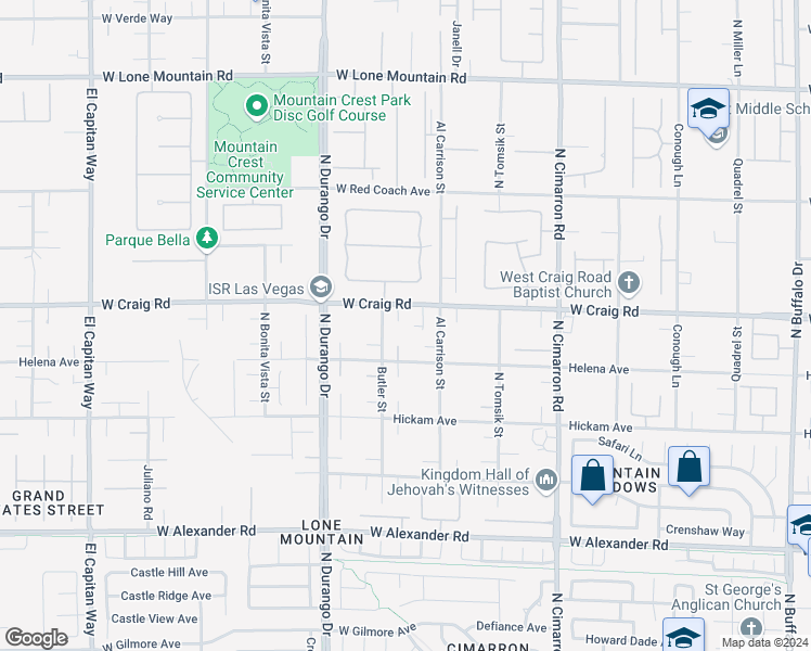 map of restaurants, bars, coffee shops, grocery stores, and more near 8275 West Craig Road in Las Vegas