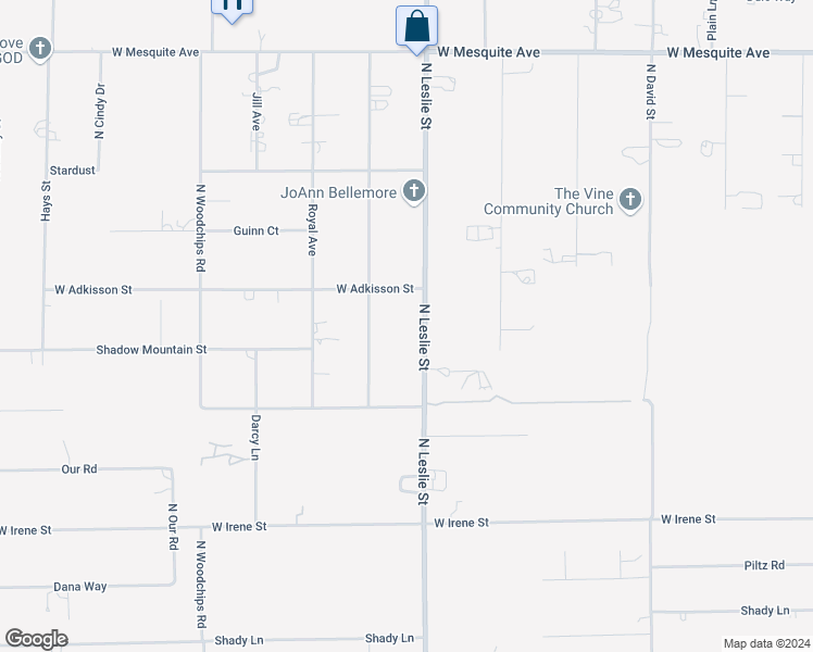 map of restaurants, bars, coffee shops, grocery stores, and more near 1420 North Leslie Street in Pahrump