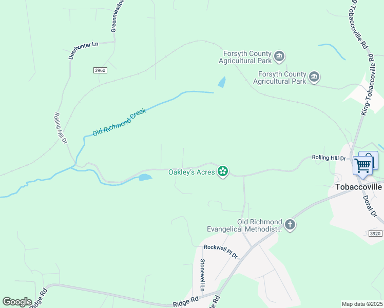 map of restaurants, bars, coffee shops, grocery stores, and more near 4275 Rolling Hill Drive in Tobaccoville