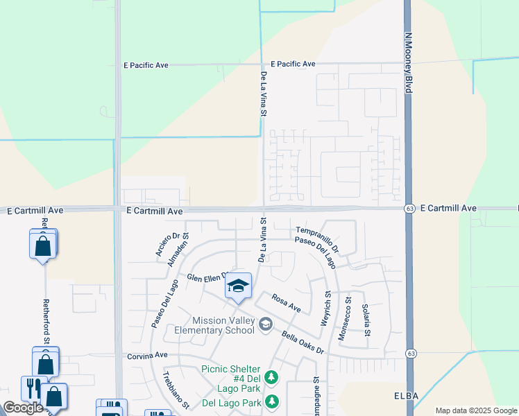 map of restaurants, bars, coffee shops, grocery stores, and more near 2148 Avenue 248 in Tulare