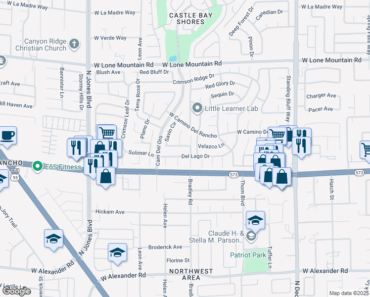 map of restaurants, bars, coffee shops, grocery stores, and more near 5409 Ravana Avenue in Las Vegas