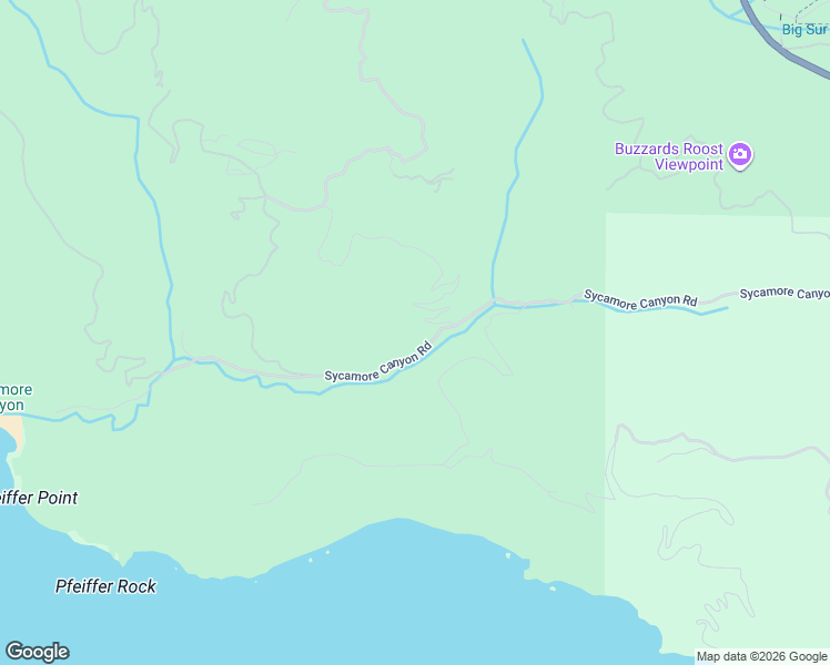 map of restaurants, bars, coffee shops, grocery stores, and more near 9615 Sycamore Canyon Road in Big Sur