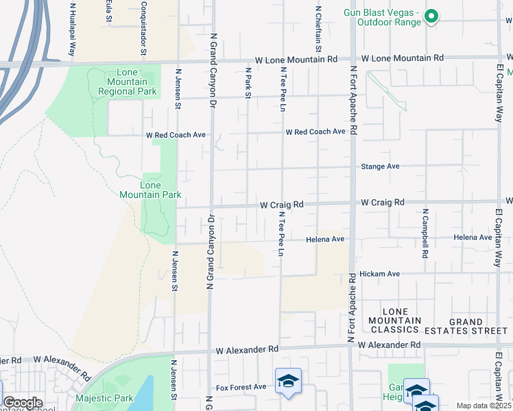 map of restaurants, bars, coffee shops, grocery stores, and more near Stanley Peak Court in Las Vegas