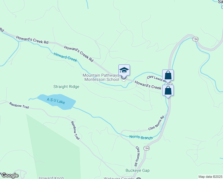 map of restaurants, bars, coffee shops, grocery stores, and more near 1352 Stoney Brook Lane in Boone