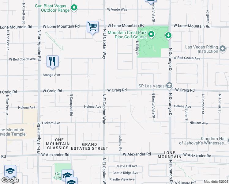 map of restaurants, bars, coffee shops, grocery stores, and more near 8745 West Craig Road in Las Vegas