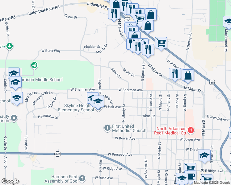 map of restaurants, bars, coffee shops, grocery stores, and more near 1 Ocoee Cove in Harrison