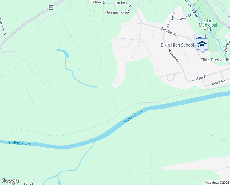map of restaurants, bars, coffee shops, grocery stores, and more near 278 South Street in Elkin