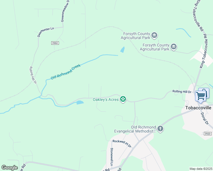 map of restaurants, bars, coffee shops, grocery stores, and more near 4275 Rolling Hill Drive in Tobaccoville
