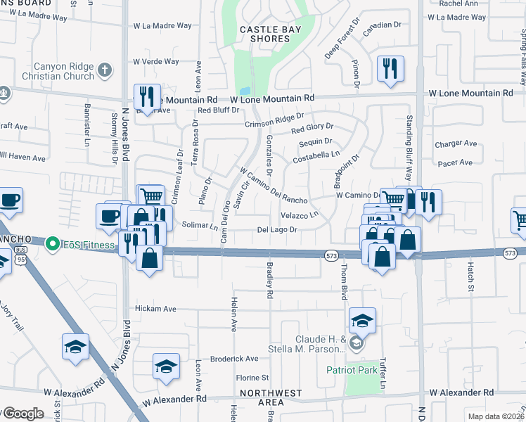 map of restaurants, bars, coffee shops, grocery stores, and more near 5408 Ravana Avenue in Las Vegas