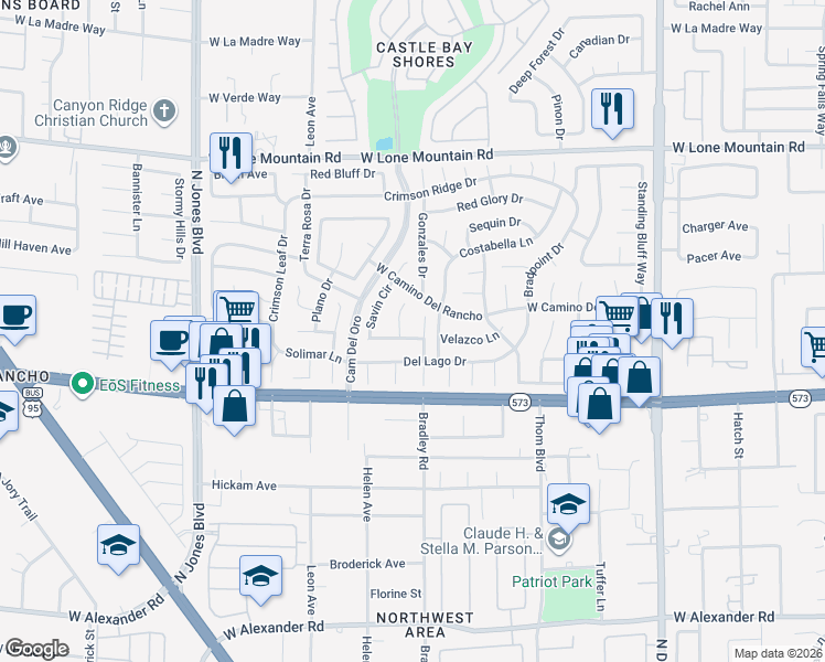 map of restaurants, bars, coffee shops, grocery stores, and more near 5408 Ravana Avenue in Las Vegas