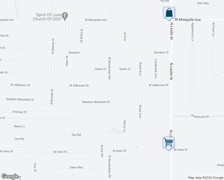 map of restaurants, bars, coffee shops, grocery stores, and more near 2481 West Adkisson Street in Pahrump