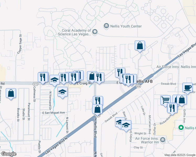 map of restaurants, bars, coffee shops, grocery stores, and more near 4437 Dover Straight Street in Las Vegas