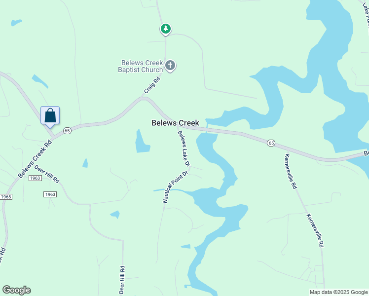 map of restaurants, bars, coffee shops, grocery stores, and more near Belews Lake Drive in Belews Creek