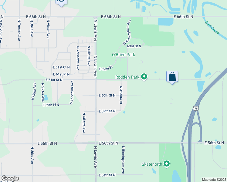 map of restaurants, bars, coffee shops, grocery stores, and more near 2452 East 61st Street North in Tulsa