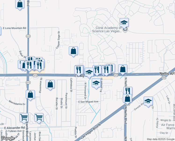 map of restaurants, bars, coffee shops, grocery stores, and more near 4407 Goodman Lane in Las Vegas