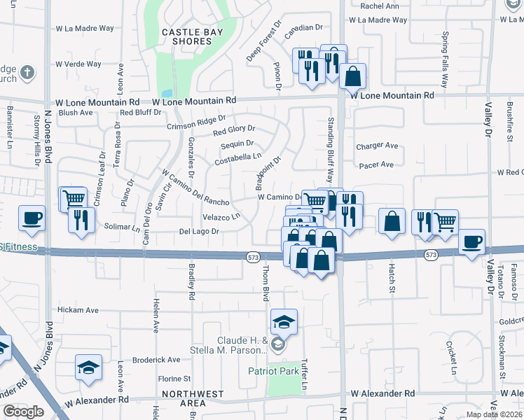 map of restaurants, bars, coffee shops, grocery stores, and more near 4525 Rodman Drive in Las Vegas