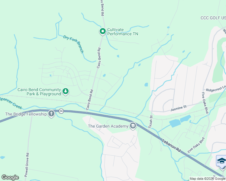 map of restaurants, bars, coffee shops, grocery stores, and more near 121 Cairo Bend Road in Lebanon
