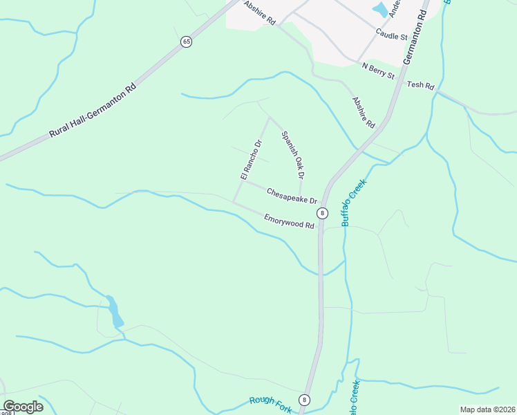 map of restaurants, bars, coffee shops, grocery stores, and more near 2025 Emorywood Road in Rural Hall