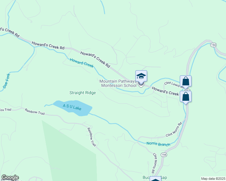 map of restaurants, bars, coffee shops, grocery stores, and more near 1475 Stony Brook Lane in Boone