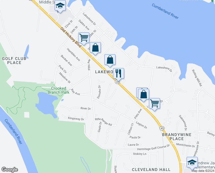 map of restaurants, bars, coffee shops, grocery stores, and more near 737 Stone Hedge Drive in Nashville